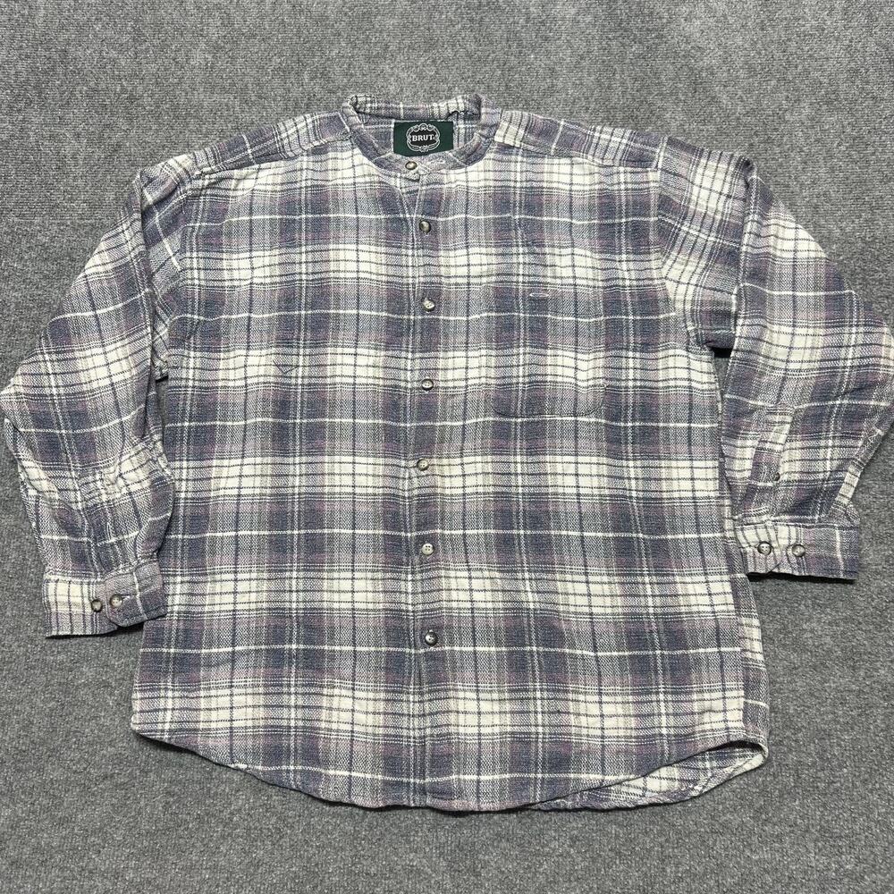 BRUT Shirt Mens Large Gray Plaid Flannel Button Front Long Sleeve Casual Top